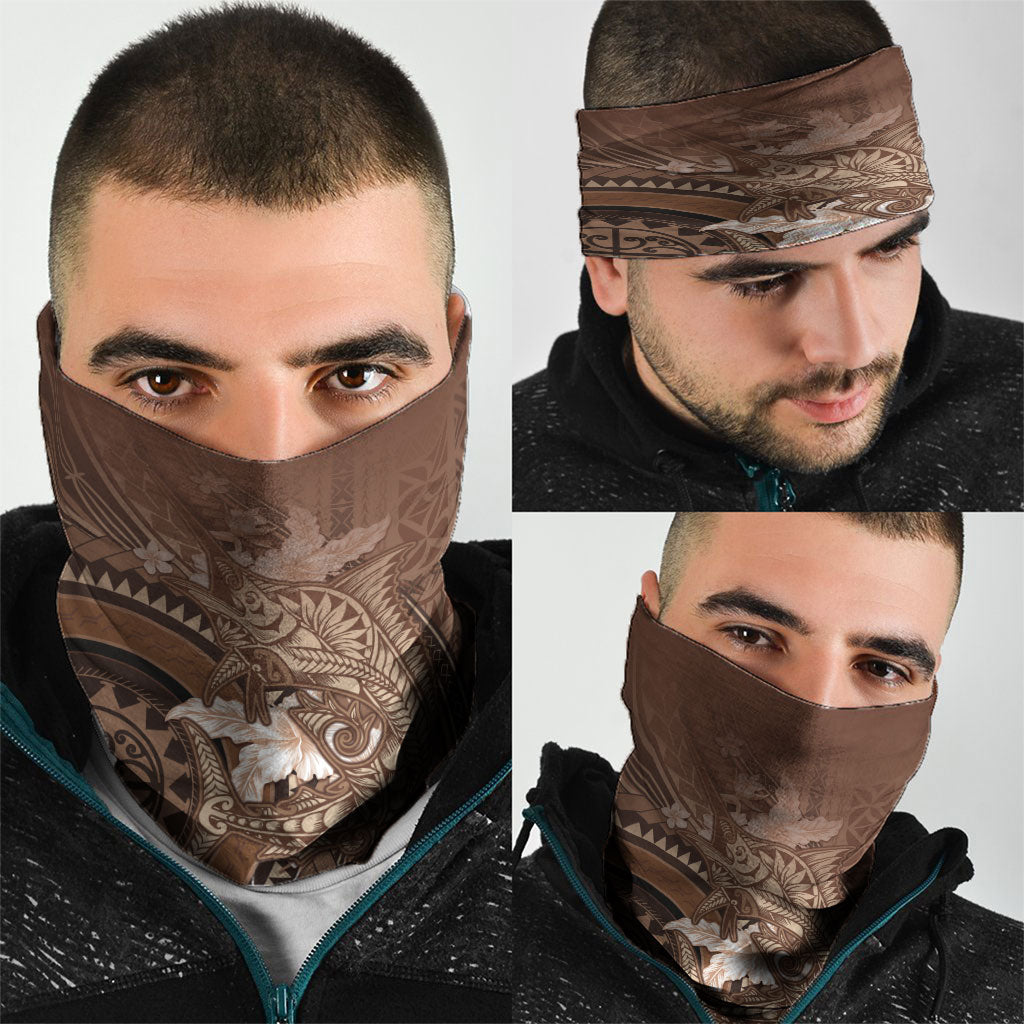 Samoa Tatau Marlin Neck Gaiter With Siapo Motifs Brown LT05 - Polynesian Pride