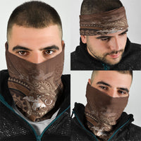Samoa Tatau Marlin Neck Gaiter With Siapo Motifs Brown LT05 - Polynesian Pride