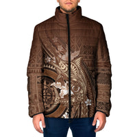 Samoa Tatau Marlin Padded Jacket With Siapo Motifs Brown LT05 Men Brown - Polynesian Pride