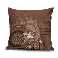 Samoa Tatau Marlin Pillow Cover With Siapo Motifs Brown LT05 Brown - Polynesian Pride