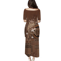 Samoa Tatau Marlin Puletasi With Siapo Motifs Brown LT05 - Polynesian Pride
