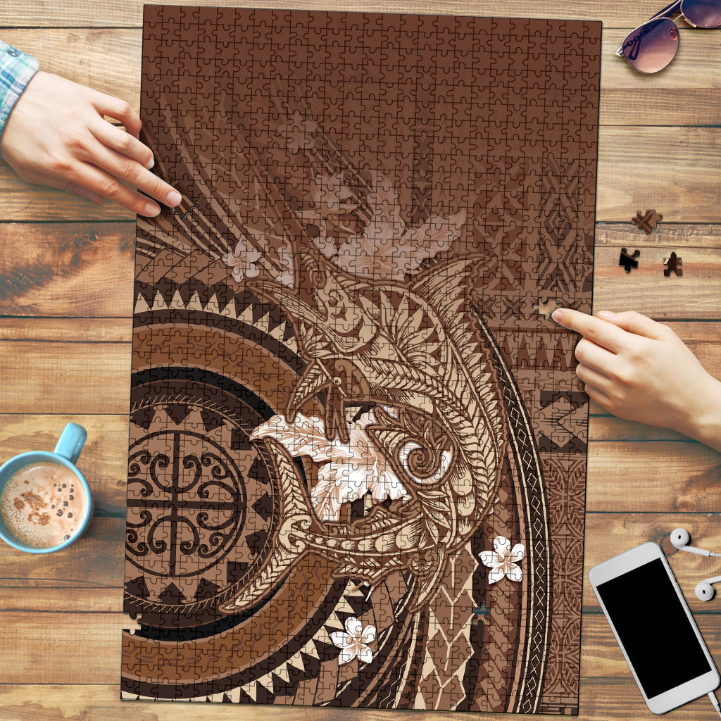 Samoa Tatau Marlin Puzzle With Siapo Motifs Brown