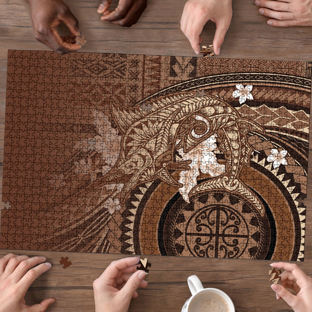 Samoa Tatau Marlin Puzzle With Siapo Motifs Brown