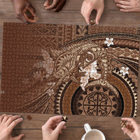 Samoa Tatau Marlin Puzzle With Siapo Motifs Brown