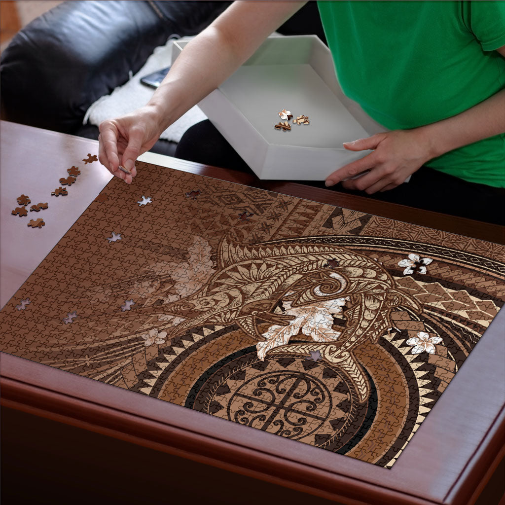 Samoa Tatau Marlin Puzzle With Siapo Motifs Brown
