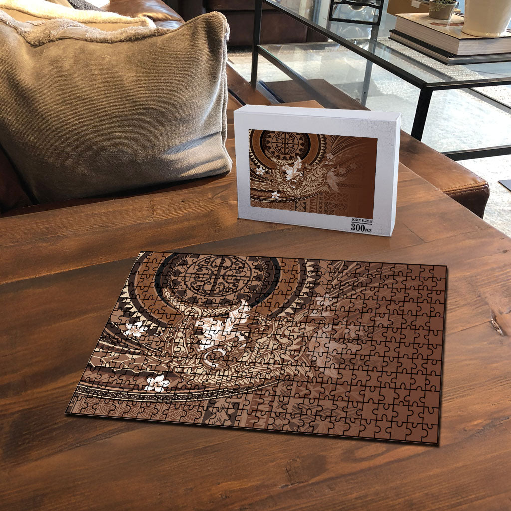 Samoa Tatau Marlin Puzzle With Siapo Motifs Brown