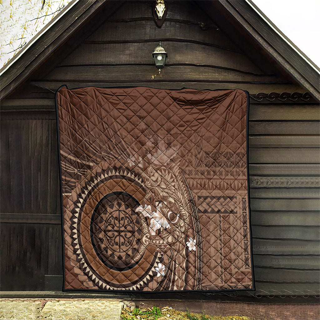 Samoa Tatau Marlin Quilt With Siapo Motifs Brown LT05 - Polynesian Pride