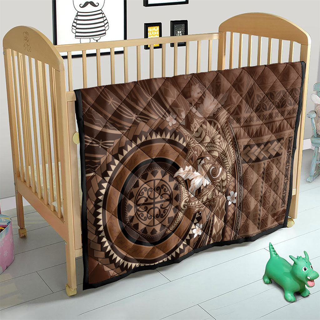 Samoa Tatau Marlin Quilt With Siapo Motifs Brown LT05 - Polynesian Pride