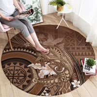 Samoa Tatau Marlin Round Carpet With Siapo Motifs Brown LT05 - Polynesian Pride
