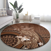 Samoa Tatau Marlin Round Carpet With Siapo Motifs Brown LT05 - Polynesian Pride