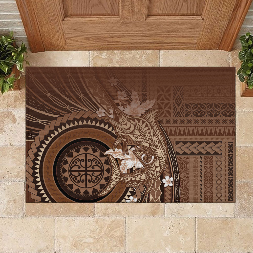 Samoa Tatau Marlin Rubber Doormat With Siapo Motifs Brown LT05 Brown - Polynesian Pride
