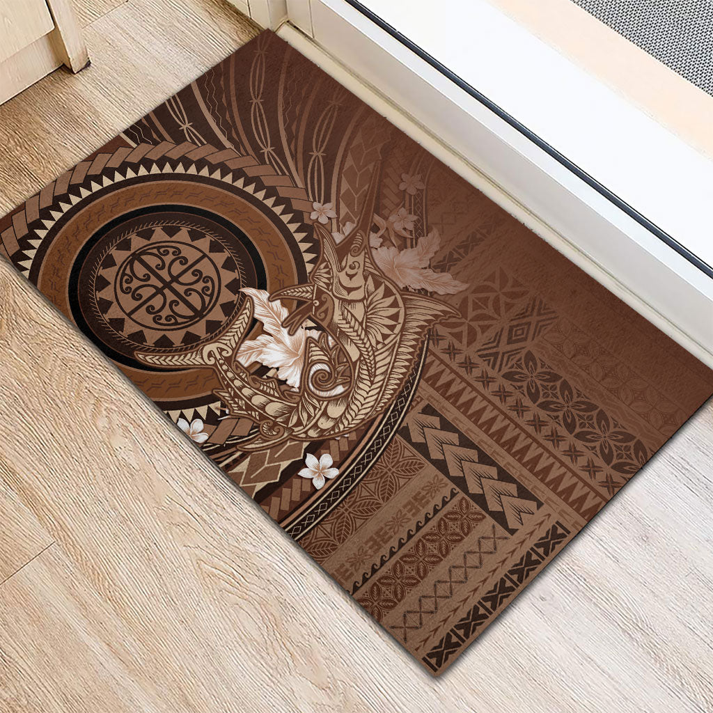 Samoa Tatau Marlin Rubber Doormat With Siapo Motifs Brown LT05 - Polynesian Pride