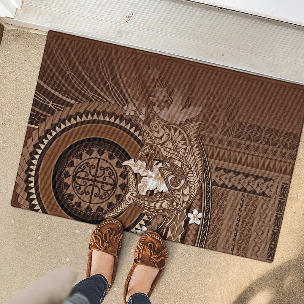Samoa Tatau Marlin Rubber Doormat With Siapo Motifs Brown LT05 - Polynesian Pride