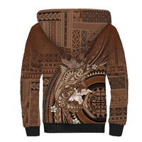 Samoa Tatau Marlin Sherpa Hoodie With Siapo Motifs Brown LT05 - Polynesian Pride
