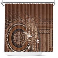 Samoa Tatau Marlin Shower Curtain With Siapo Motifs Brown LT05 Brown - Polynesian Pride