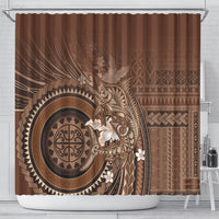 Samoa Tatau Marlin Shower Curtain With Siapo Motifs Brown LT05 - Polynesian Pride