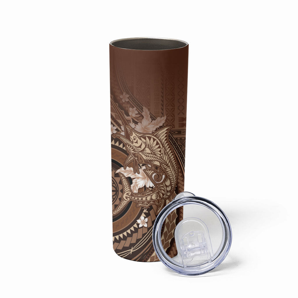 Samoa Tatau Marlin Skinny Tumbler With Siapo Motifs Brown LT05 - Polynesian Pride