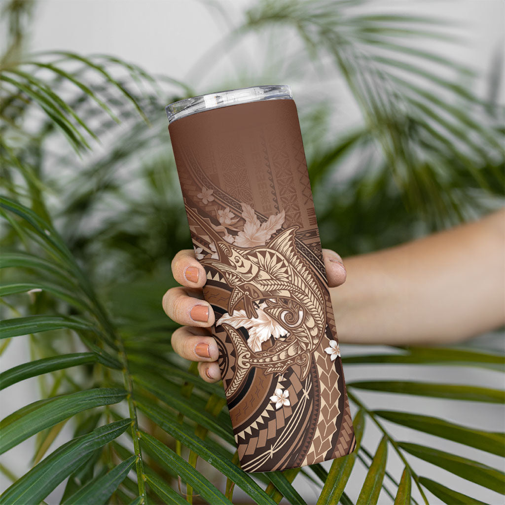 Samoa Tatau Marlin Skinny Tumbler With Siapo Motifs Brown LT05 - Polynesian Pride