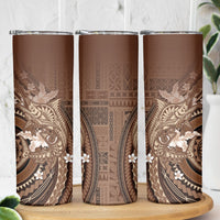 Samoa Tatau Marlin Skinny Tumbler With Siapo Motifs Brown LT05 - Polynesian Pride