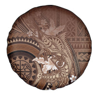 Samoa Tatau Marlin Spare Tire Cover With Siapo Motifs Brown LT05 - Polynesian Pride