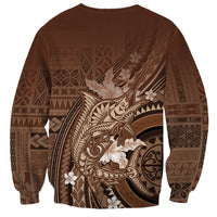 Samoa Tatau Marlin Sweatshirt With Siapo Motifs Brown LT05 - Polynesian Pride