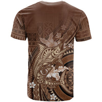 Samoa Tatau Marlin T Shirt With Siapo Motifs Brown LT05 - Polynesian Pride