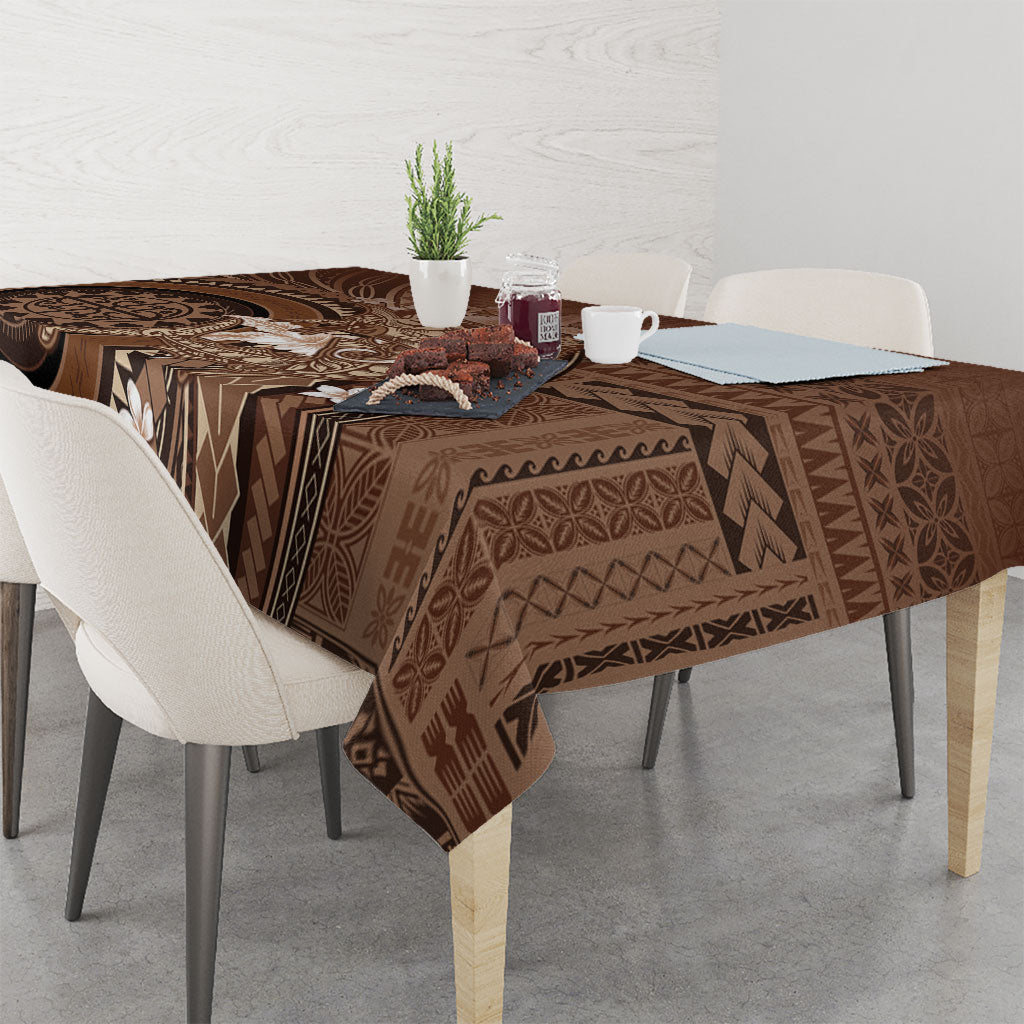 Samoa Tatau Marlin Tablecloth With Siapo Motifs Brown LT05 - Polynesian Pride