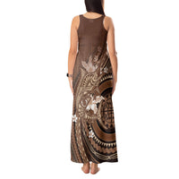 Samoa Tatau Marlin Tank Maxi Dress With Siapo Motifs Brown LT05 - Polynesian Pride