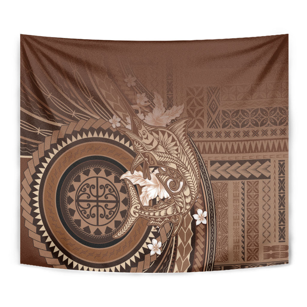 Samoa Tatau Marlin Tapestry With Siapo Motifs Brown LT05 - Polynesian Pride