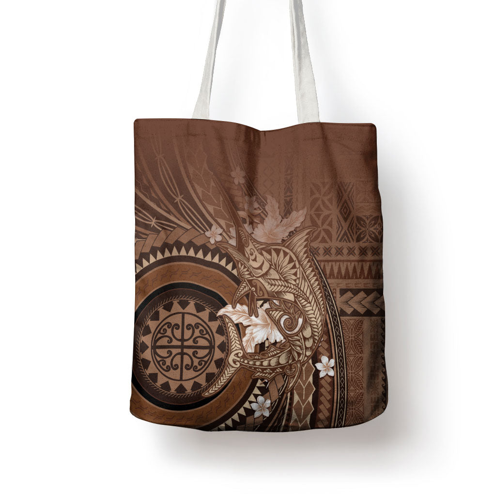 Samoa Tatau Marlin Tote Bag With Siapo Motifs Brown LT05 - Polynesian Pride
