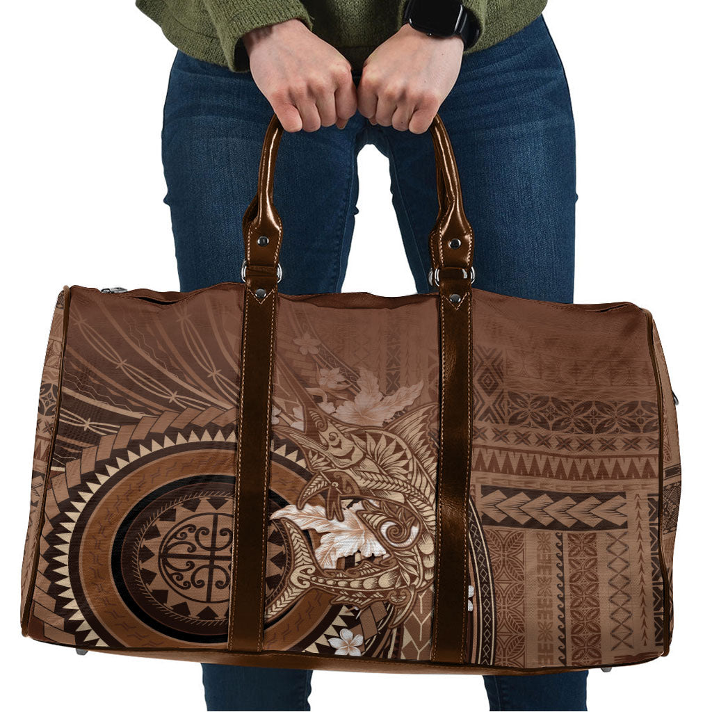 Samoa Tatau Marlin Travel Bag With Siapo Motifs Brown LT05 Brown - Polynesian Pride