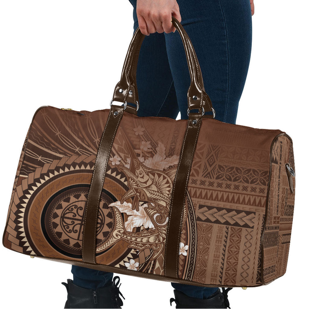 Samoa Tatau Marlin Travel Bag With Siapo Motifs Brown LT05 - Polynesian Pride