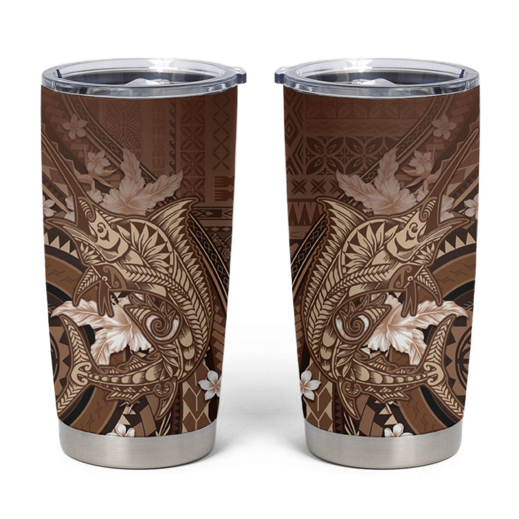 Samoa Tatau Marlin Tumbler Cup With Siapo Motifs Brown LT05 Brown - Polynesian Pride