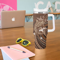 Samoa Tatau Marlin Tumbler With Handle With Siapo Motifs Brown LT05 - Polynesian Pride
