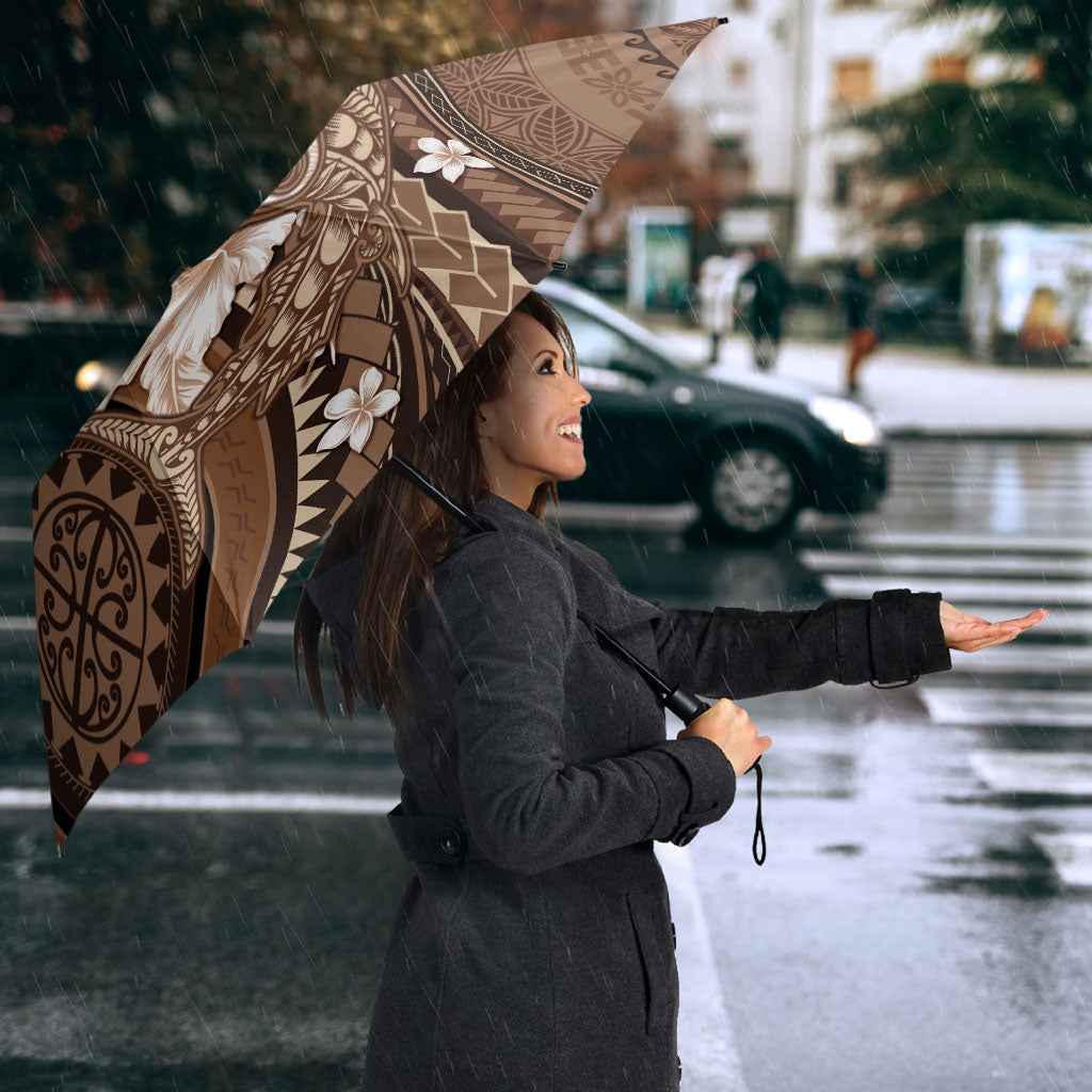 Samoa Tatau Marlin Umbrella With Siapo Motifs Brown LT05 - Polynesian Pride