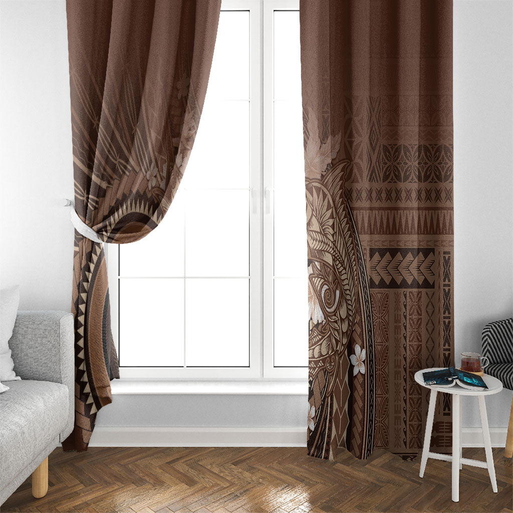 Samoa Tatau Marlin Window Curtain With Siapo Motifs Brown LT05 - Polynesian Pride