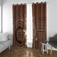 Samoa Tatau Marlin Window Curtain With Siapo Motifs Brown LT05 With Grommets Brown - Polynesian Pride