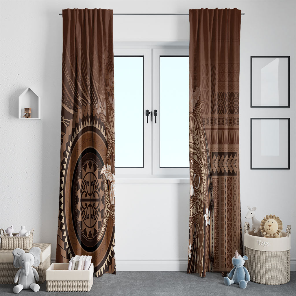 Samoa Tatau Marlin Window Curtain With Siapo Motifs Brown LT05 - Polynesian Pride