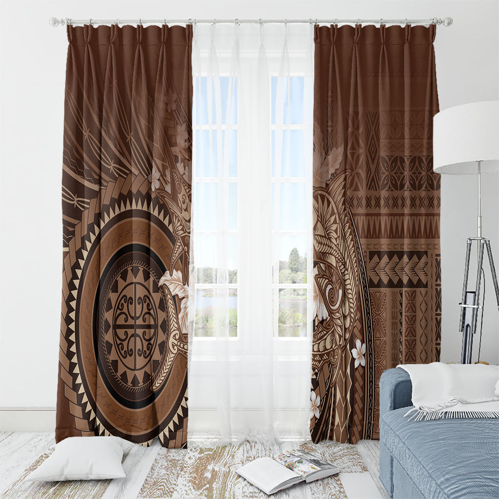 Samoa Tatau Marlin Window Curtain With Siapo Motifs Brown LT05 - Polynesian Pride