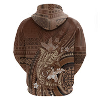 Samoa Tatau Marlin Zip Hoodie With Siapo Motifs Brown LT05 - Polynesian Pride