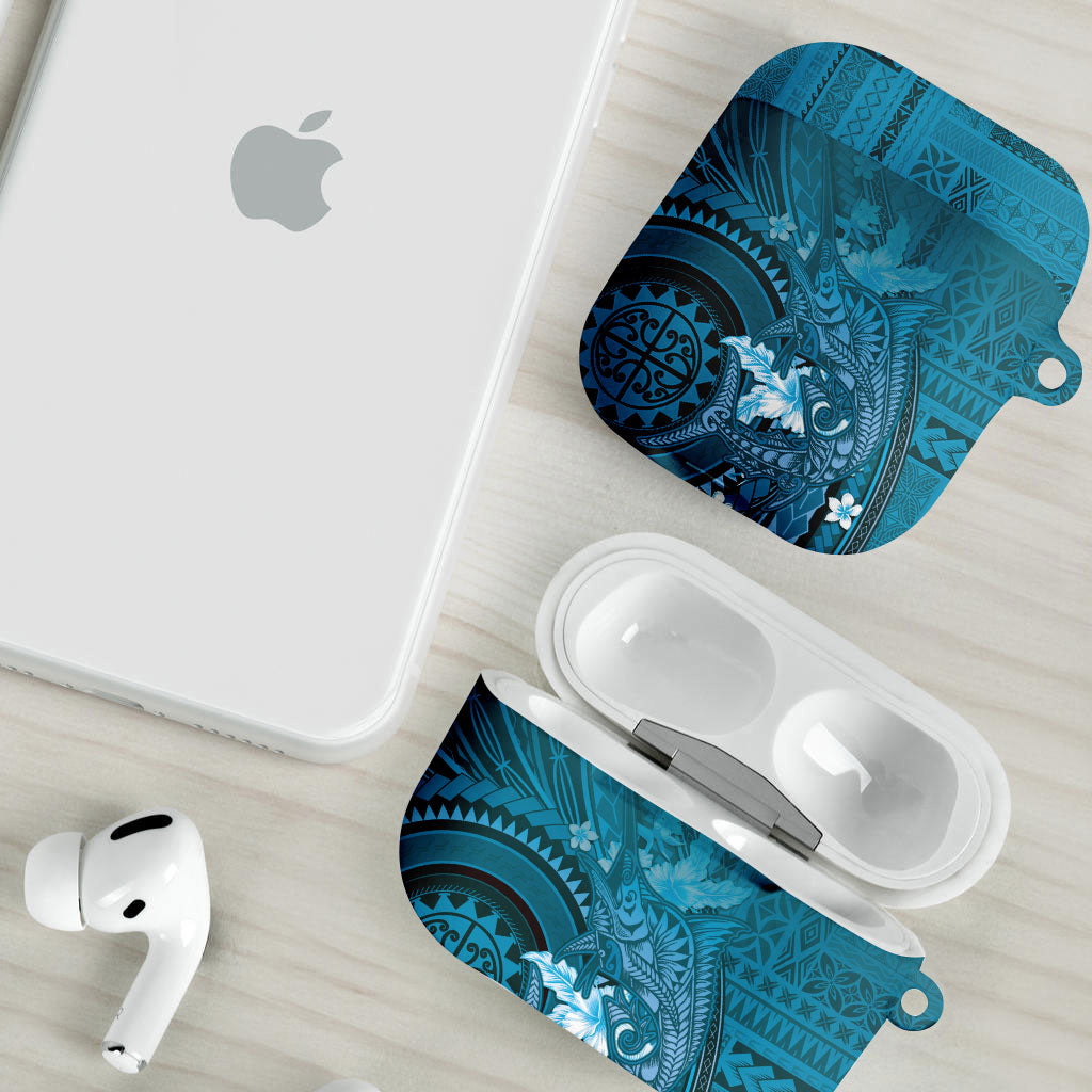 Samoa Tatau Marlin AirPods Case With Siapo Motifs Teal LT05 - Polynesian Pride