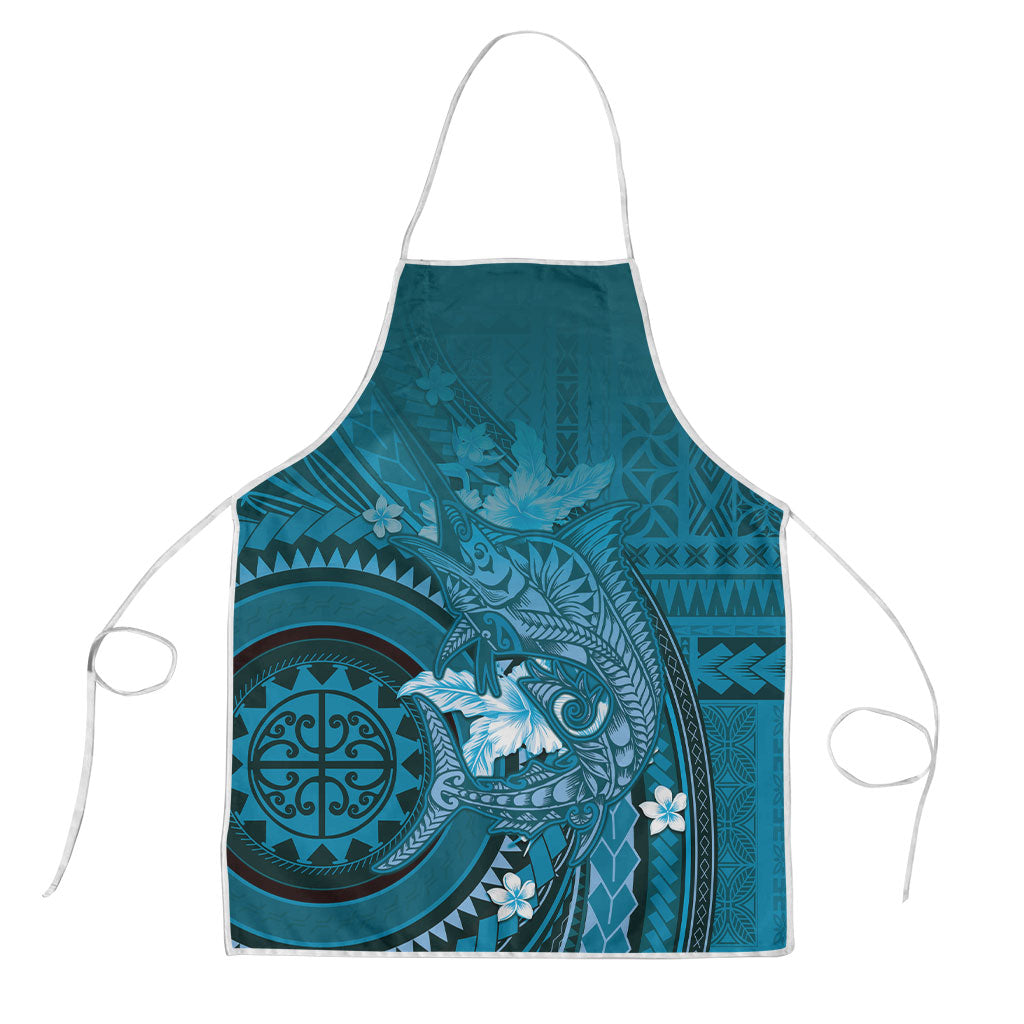 Samoa Tatau Marlin Apron With Siapo Motifs Teal LT05 Teal - Polynesian Pride