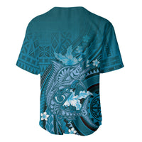 Samoa Tatau Marlin Baseball Jersey With Siapo Motifs Teal LT05 - Polynesian Pride