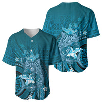 Samoa Tatau Marlin Baseball Jersey With Siapo Motifs Teal LT05 - Polynesian Pride