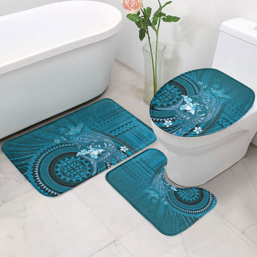 Samoa Tatau Marlin Bathroom Set With Siapo Motifs Teal LT05 - Polynesian Pride