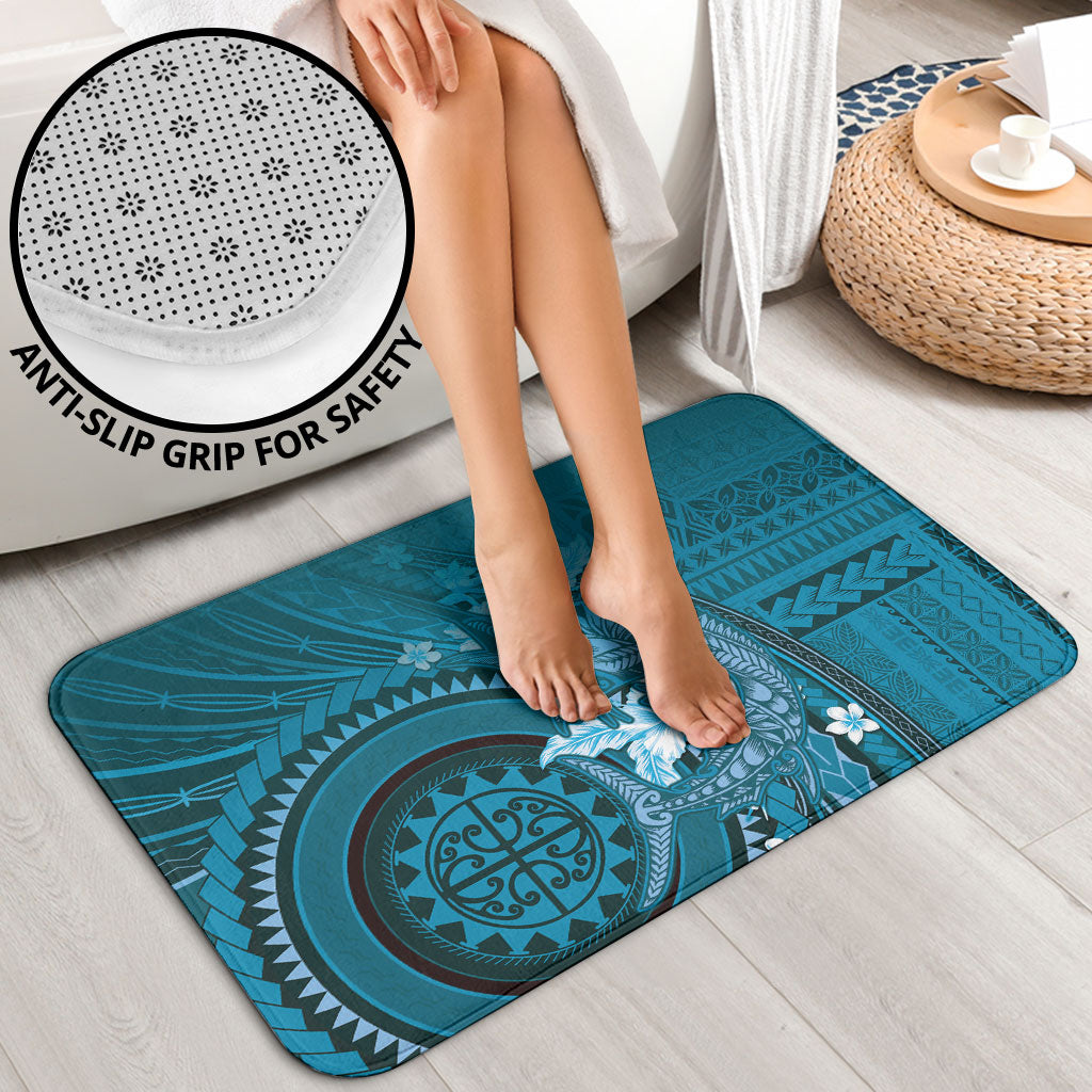 Samoa Tatau Marlin Bathroom Set With Siapo Motifs Teal LT05 - Polynesian Pride