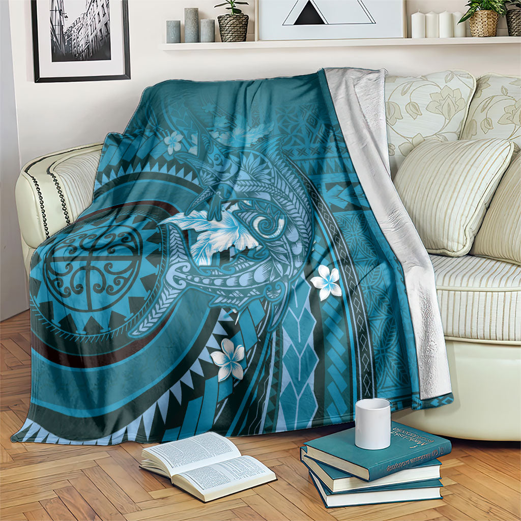 Samoa Tatau Marlin Blanket With Siapo Motifs Teal LT05 Teal - Polynesian Pride