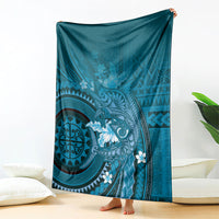Samoa Tatau Marlin Blanket With Siapo Motifs Teal LT05 - Polynesian Pride