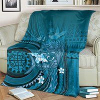 Samoa Tatau Marlin Blanket With Siapo Motifs Teal LT05 - Polynesian Pride