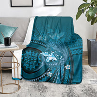 Samoa Tatau Marlin Blanket With Siapo Motifs Teal LT05 - Polynesian Pride
